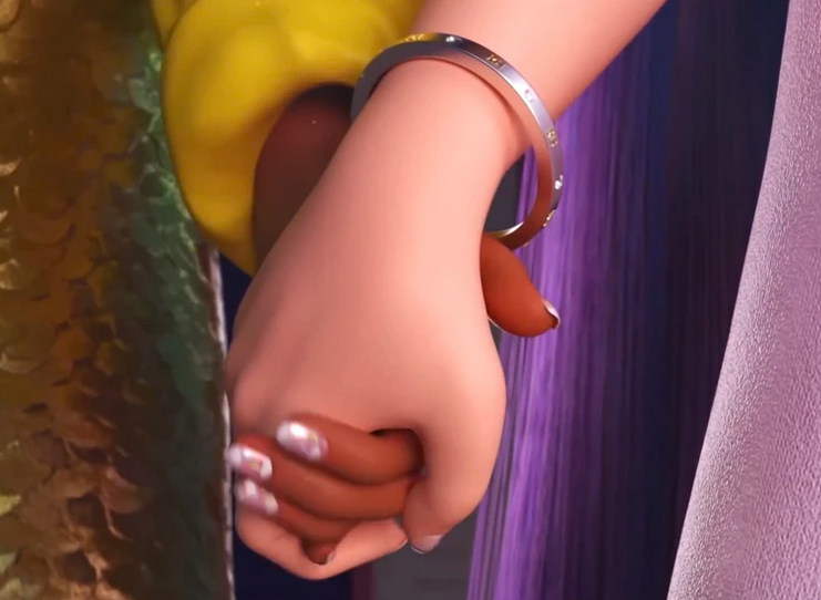 Sunny and Violet holding hands